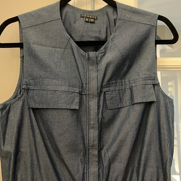 Theory Sleeveless Navy Mini Dress with full zip up front & pockets sz M EUC - Picture 3 of 10